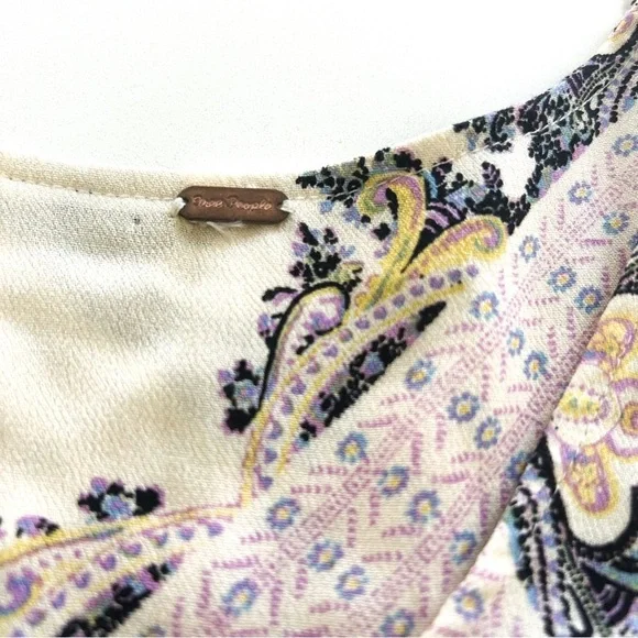 Free People Girl Talk Babydoll Tunic Ivory Boho Flowy Top Size S - Picture 13 of 15